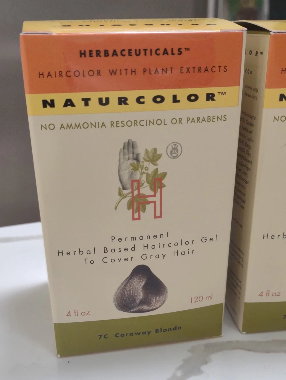 3 Herbaceuticals Naturcolor Hair Dye Herbal based 7C Caraway Blonde New, Sealed.